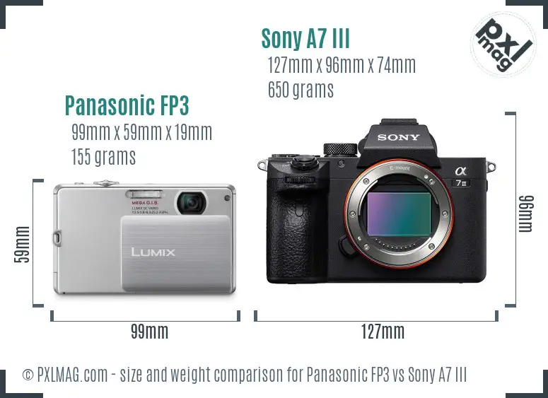 Panasonic FP3 vs Sony A7 III size comparison