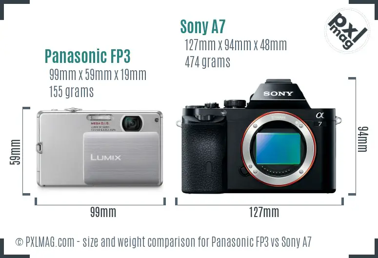 Panasonic FP3 vs Sony A7 size comparison Panasonic FP3 vs Sony A7 size comparison
