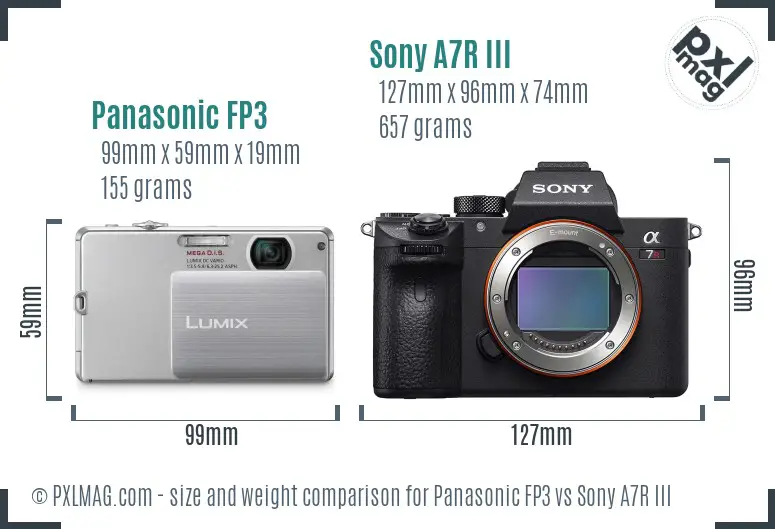 Panasonic FP3 vs Sony A7R III size comparison