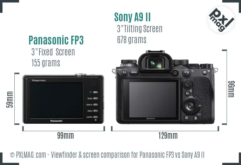 Panasonic FP3 vs Sony A9 II Screen and Viewfinder comparison
