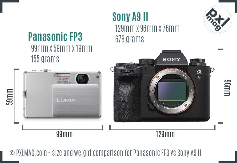 Panasonic FP3 vs Sony A9 II size comparison