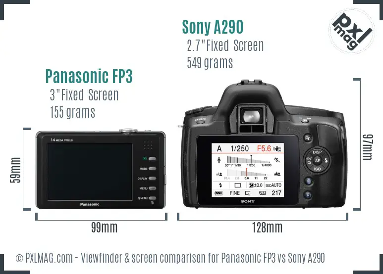 Panasonic FP3 vs Sony A290 Screen and Viewfinder comparison