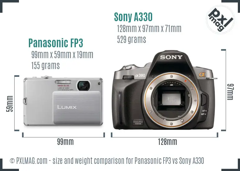 Panasonic FP3 vs Sony A330 size comparison