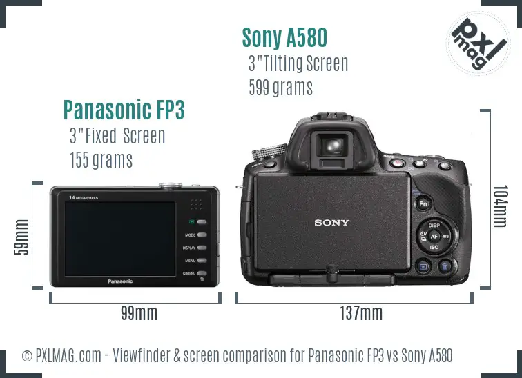 Panasonic FP3 vs Sony A580 Screen and Viewfinder comparison