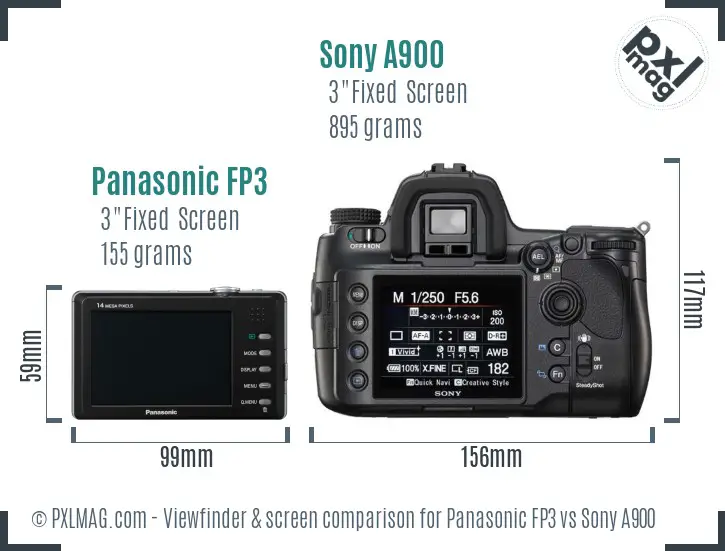 Panasonic FP3 vs Sony A900 Screen and Viewfinder comparison