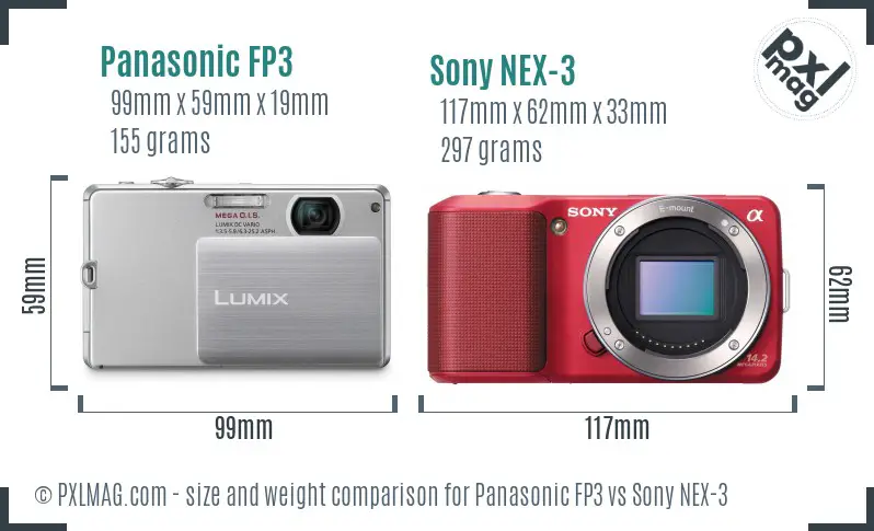 Panasonic FP3 vs Sony NEX-3 size comparison
