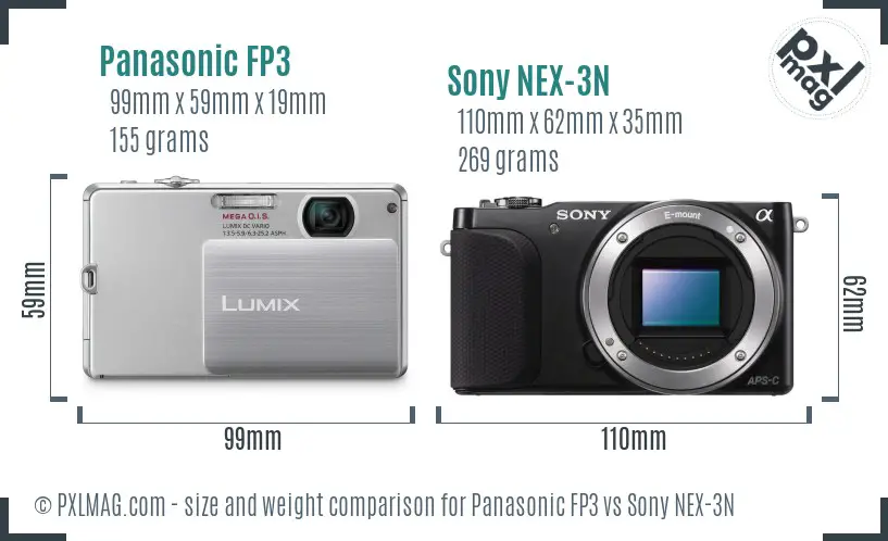 Panasonic FP3 vs Sony NEX-3N size comparison
