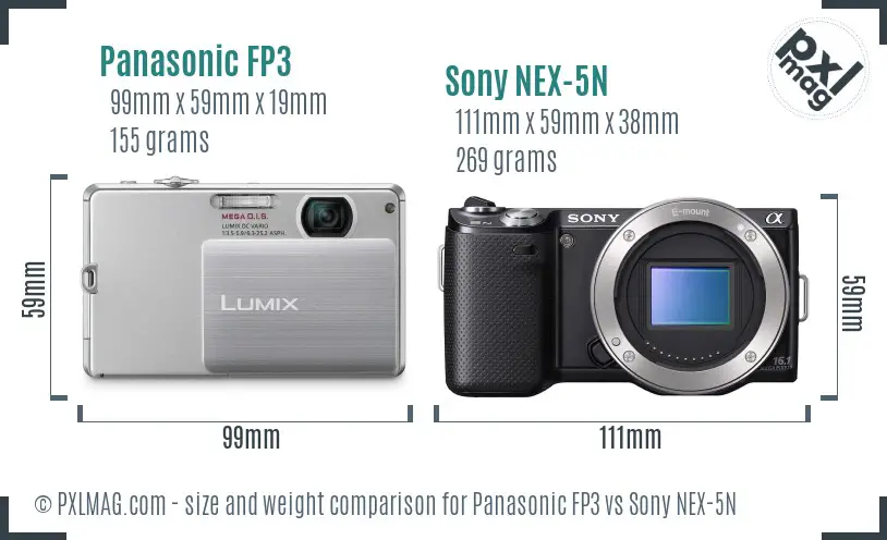 Panasonic FP3 vs Sony NEX-5N size comparison