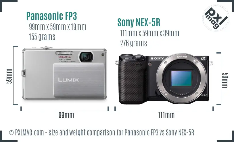 Panasonic FP3 vs Sony NEX-5R size comparison