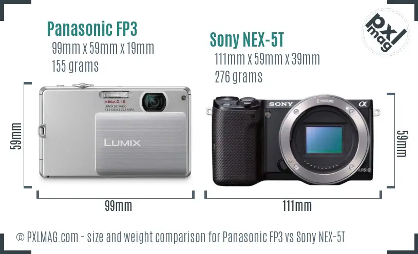 Panasonic FP3 vs Sony NEX-5T size comparison