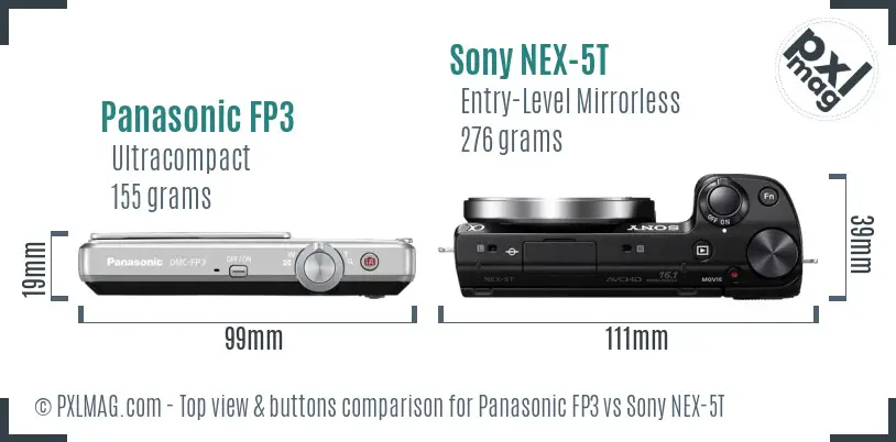 Panasonic FP3 vs Sony NEX-5T top view buttons comparison