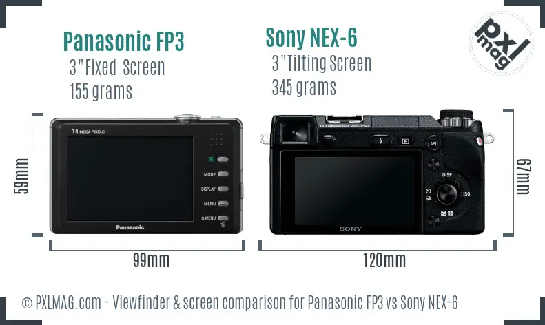 Panasonic FP3 vs Sony NEX-6 Screen and Viewfinder comparison