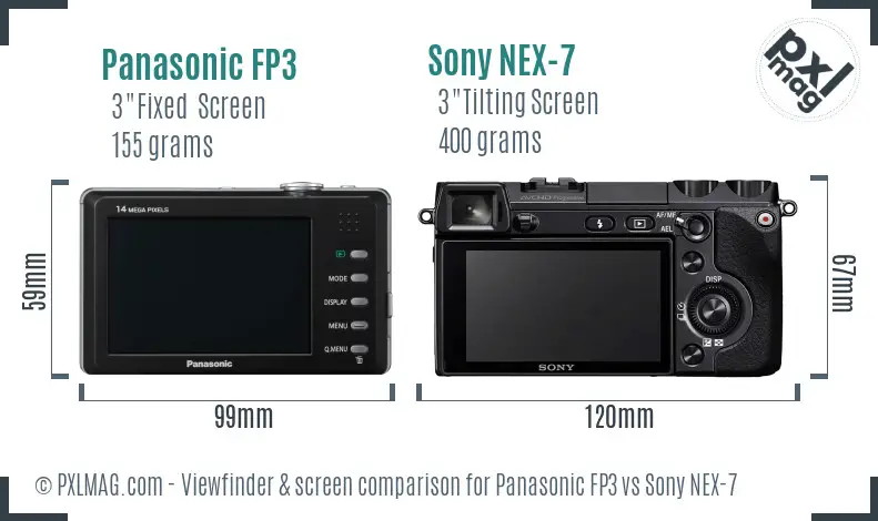 Panasonic FP3 vs Sony NEX-7 Screen and Viewfinder comparison