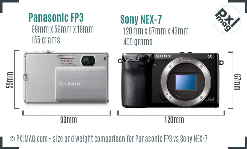 Panasonic FP3 vs Sony NEX-7 size comparison