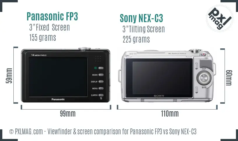 Panasonic FP3 vs Sony NEX-C3 Screen and Viewfinder comparison