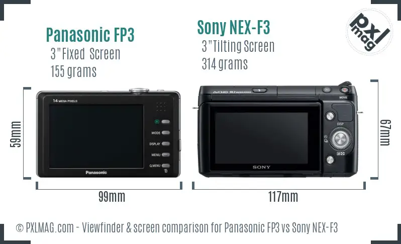 Panasonic FP3 vs Sony NEX-F3 Screen and Viewfinder comparison