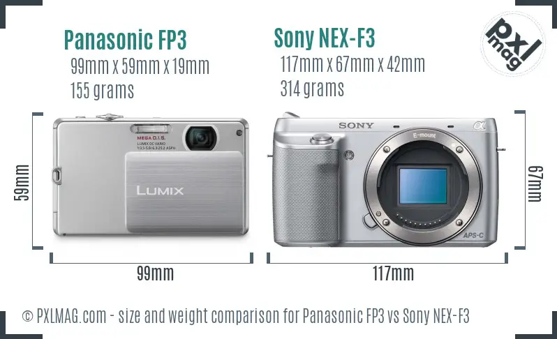 Panasonic FP3 vs Sony NEX-F3 size comparison