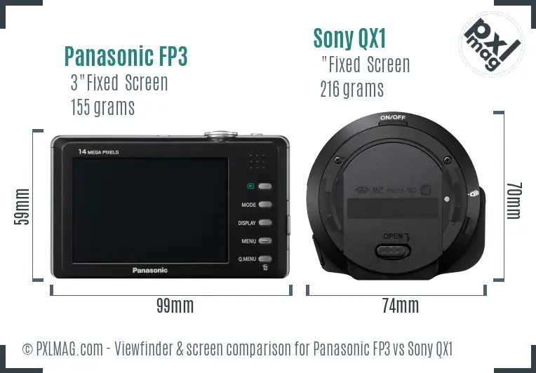Panasonic FP3 vs Sony QX1 Screen and Viewfinder comparison