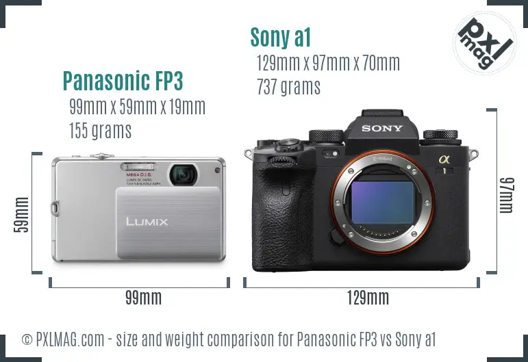 Panasonic FP3 vs Sony a1 size comparison