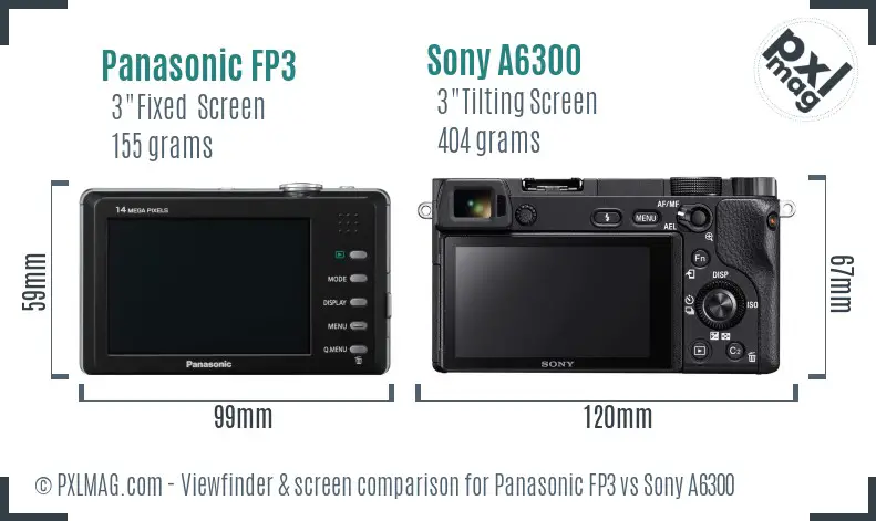Panasonic FP3 vs Sony A6300 Screen and Viewfinder comparison