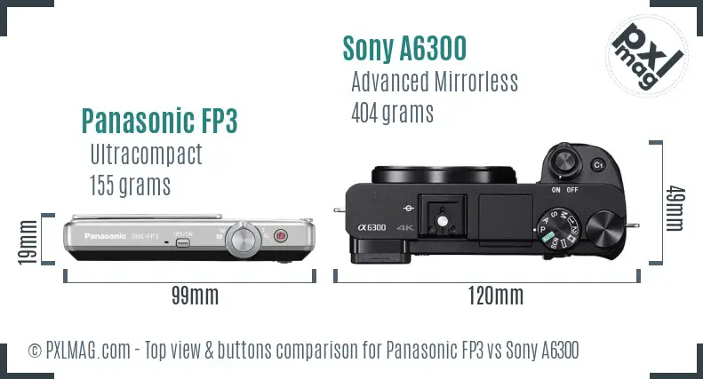 Panasonic FP3 vs Sony A6300 top view buttons comparison