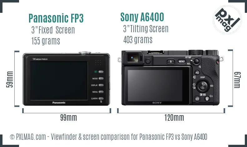 Panasonic FP3 vs Sony A6400 Screen and Viewfinder comparison