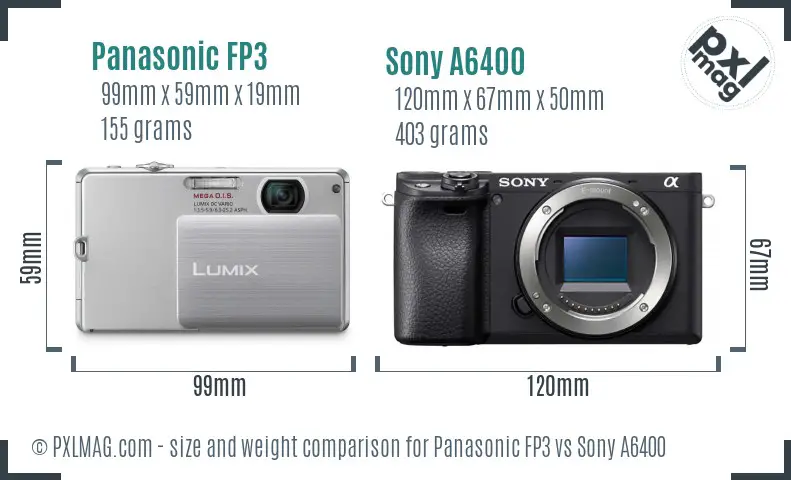 Panasonic FP3 vs Sony A6400 size comparison