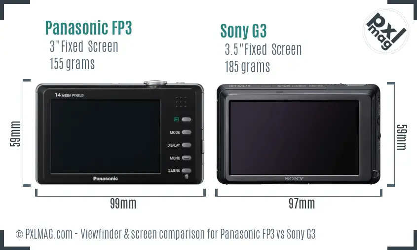 Panasonic FP3 vs Sony G3 Screen and Viewfinder comparison