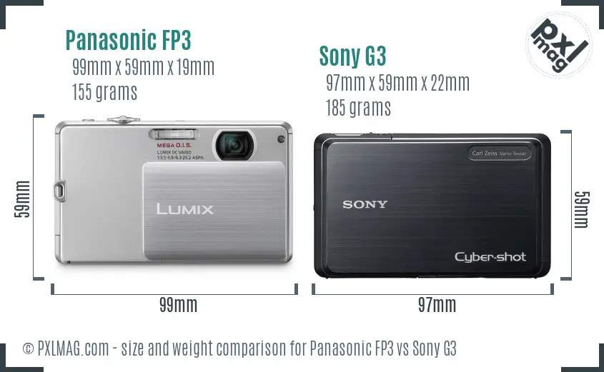 Panasonic FP3 vs Sony G3 size comparison
