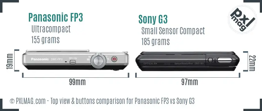 Panasonic FP3 vs Sony G3 top view buttons comparison