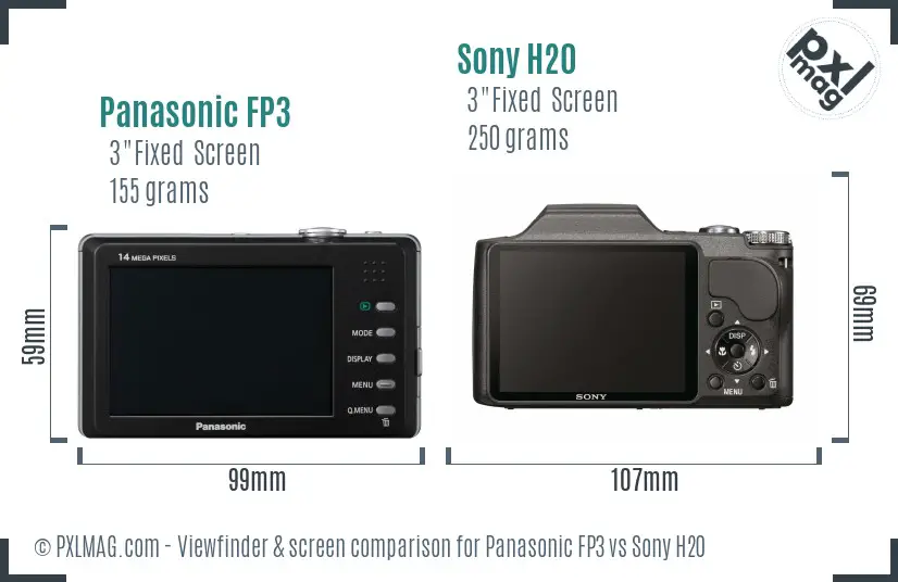 Panasonic FP3 vs Sony H20 Screen and Viewfinder comparison