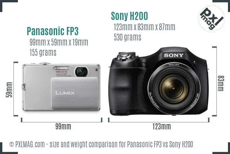 Panasonic FP3 vs Sony H200 size comparison