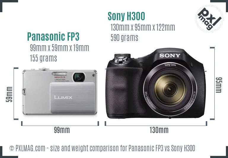 Panasonic FP3 vs Sony H300 size comparison