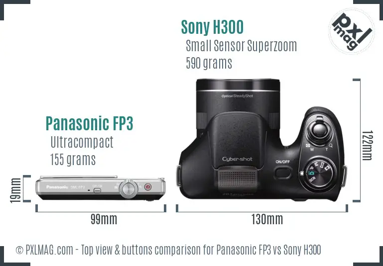 Panasonic FP3 vs Sony H300 top view buttons comparison