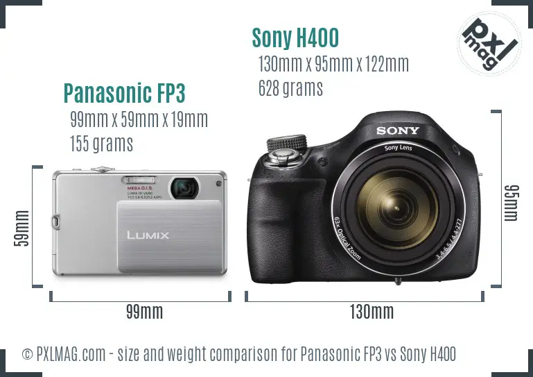 Panasonic FP3 vs Sony H400 size comparison