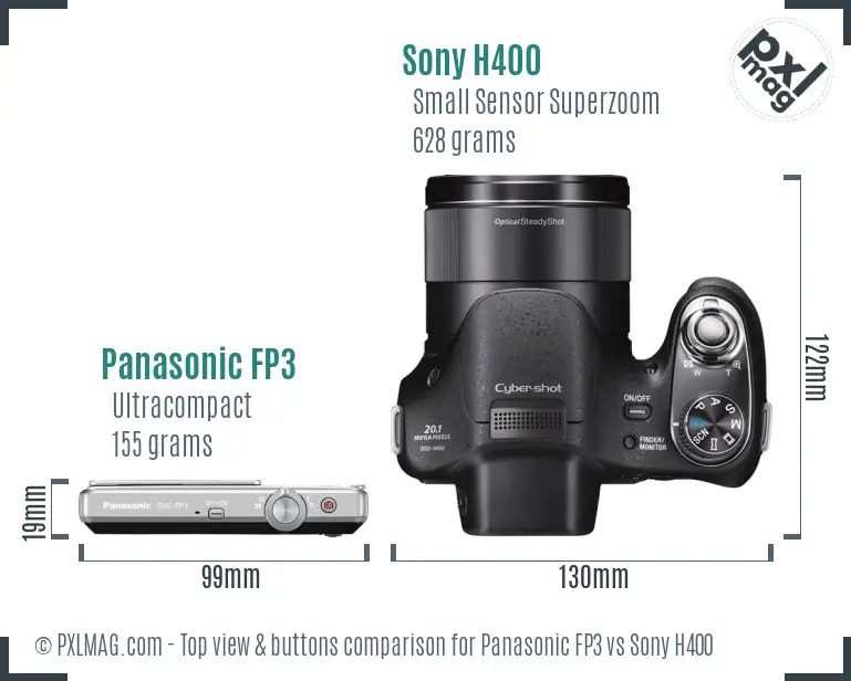 Panasonic FP3 vs Sony H400 top view buttons comparison
