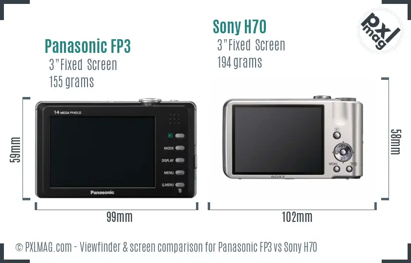 Panasonic FP3 vs Sony H70 Screen and Viewfinder comparison