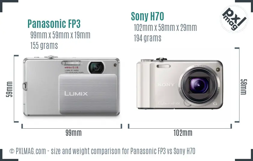 Panasonic FP3 vs Sony H70 size comparison