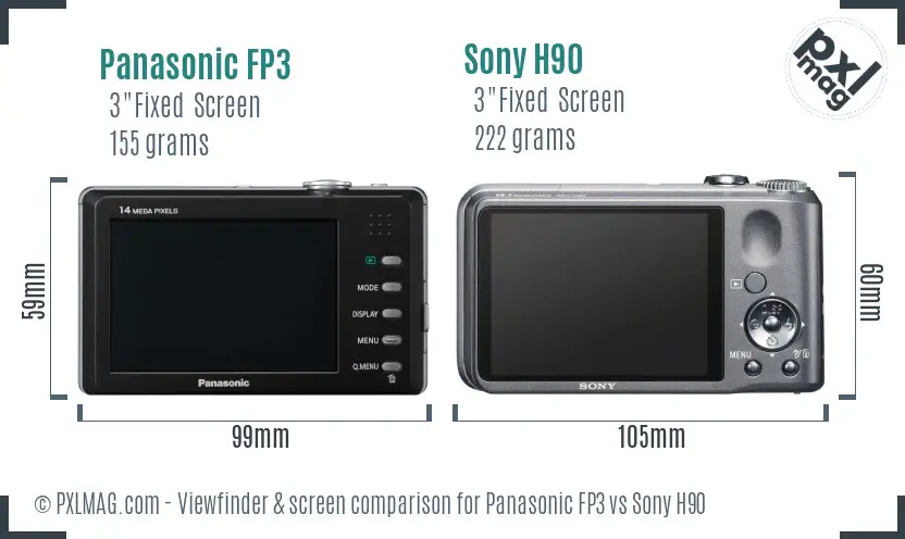 Panasonic FP3 vs Sony H90 Screen and Viewfinder comparison