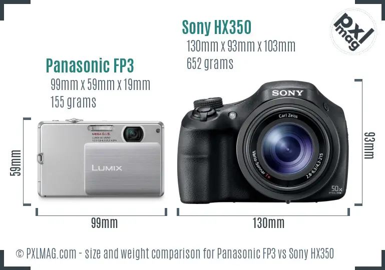 Panasonic FP3 vs Sony HX350 size comparison