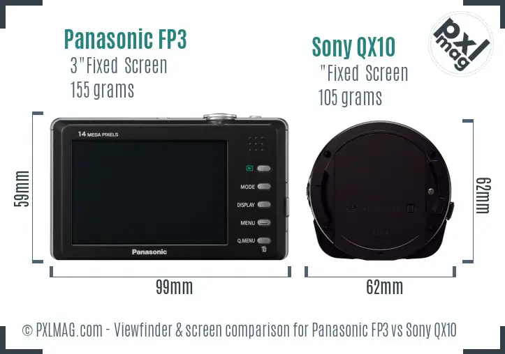 Panasonic FP3 vs Sony QX10 Screen and Viewfinder comparison