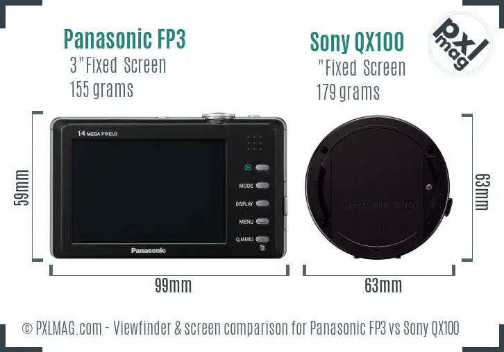 Panasonic FP3 vs Sony QX100 Screen and Viewfinder comparison