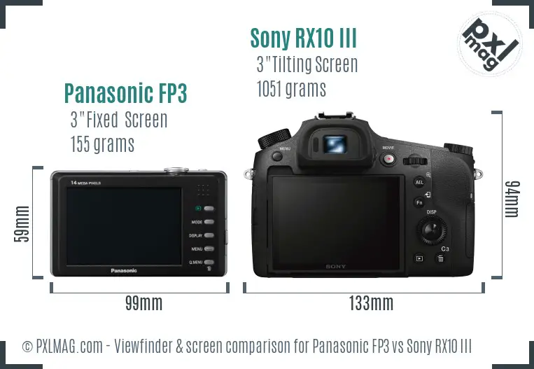 Panasonic FP3 vs Sony RX10 III Screen and Viewfinder comparison