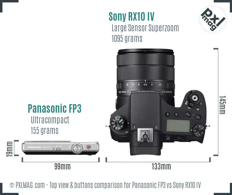 Panasonic FP3 vs Sony RX10 IV top view buttons comparison