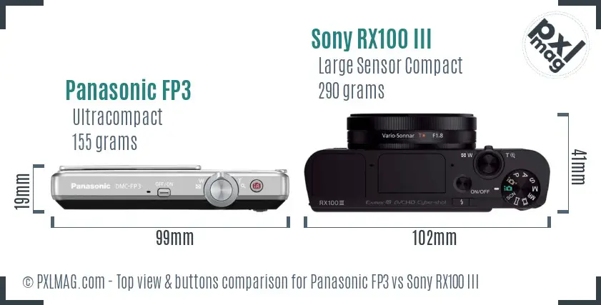 Panasonic FP3 vs Sony RX100 III top view buttons comparison