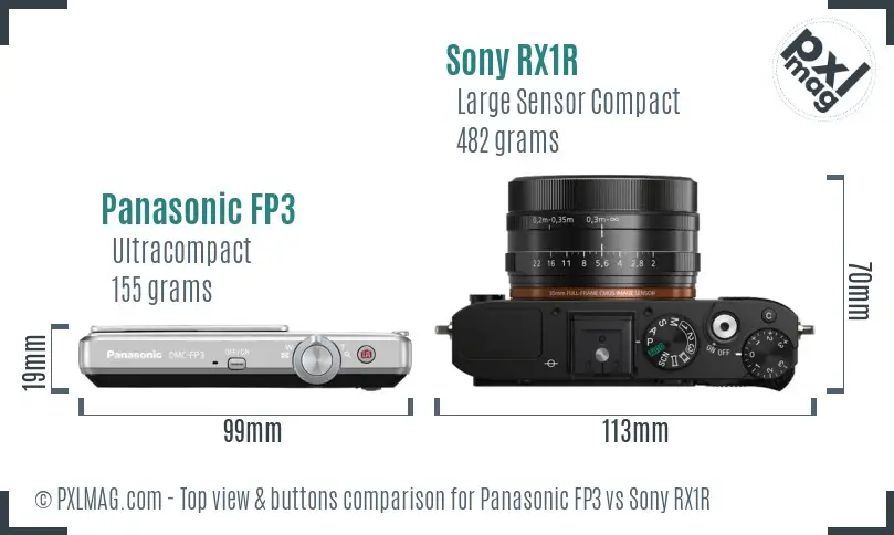 Panasonic FP3 vs Sony RX1R top view buttons comparison