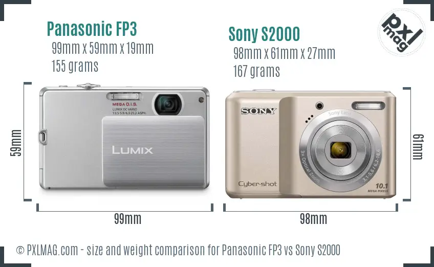 Panasonic FP3 vs Sony S2000 size comparison