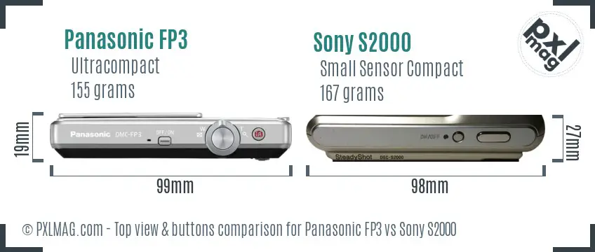 Panasonic FP3 vs Sony S2000 top view buttons comparison