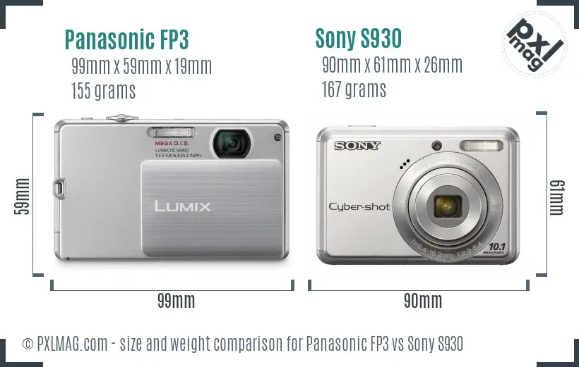 Panasonic FP3 vs Sony S930 size comparison
