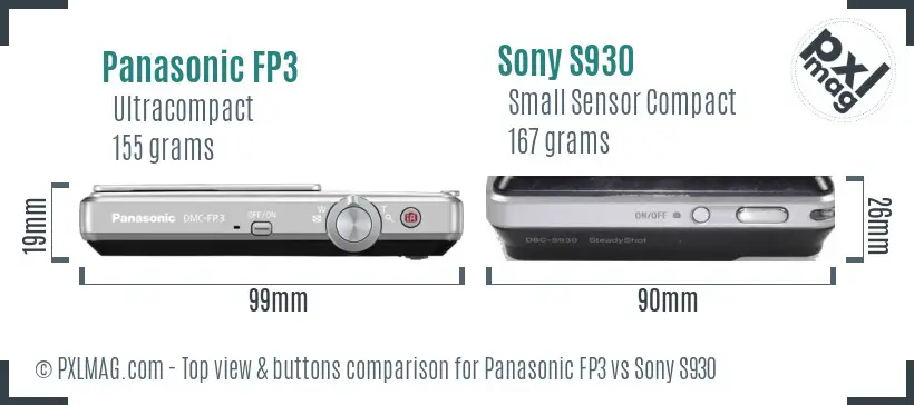 Panasonic FP3 vs Sony S930 top view buttons comparison